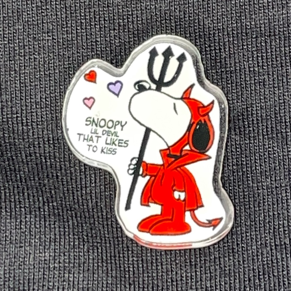 Snoopy Lil Devil That Likes to Kiss 1 inch Acrylic Pin